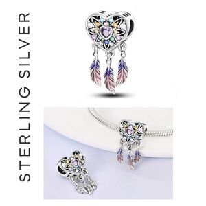 🌟 925 Sterling Silver Multi Stone Dream Catcher Charm
